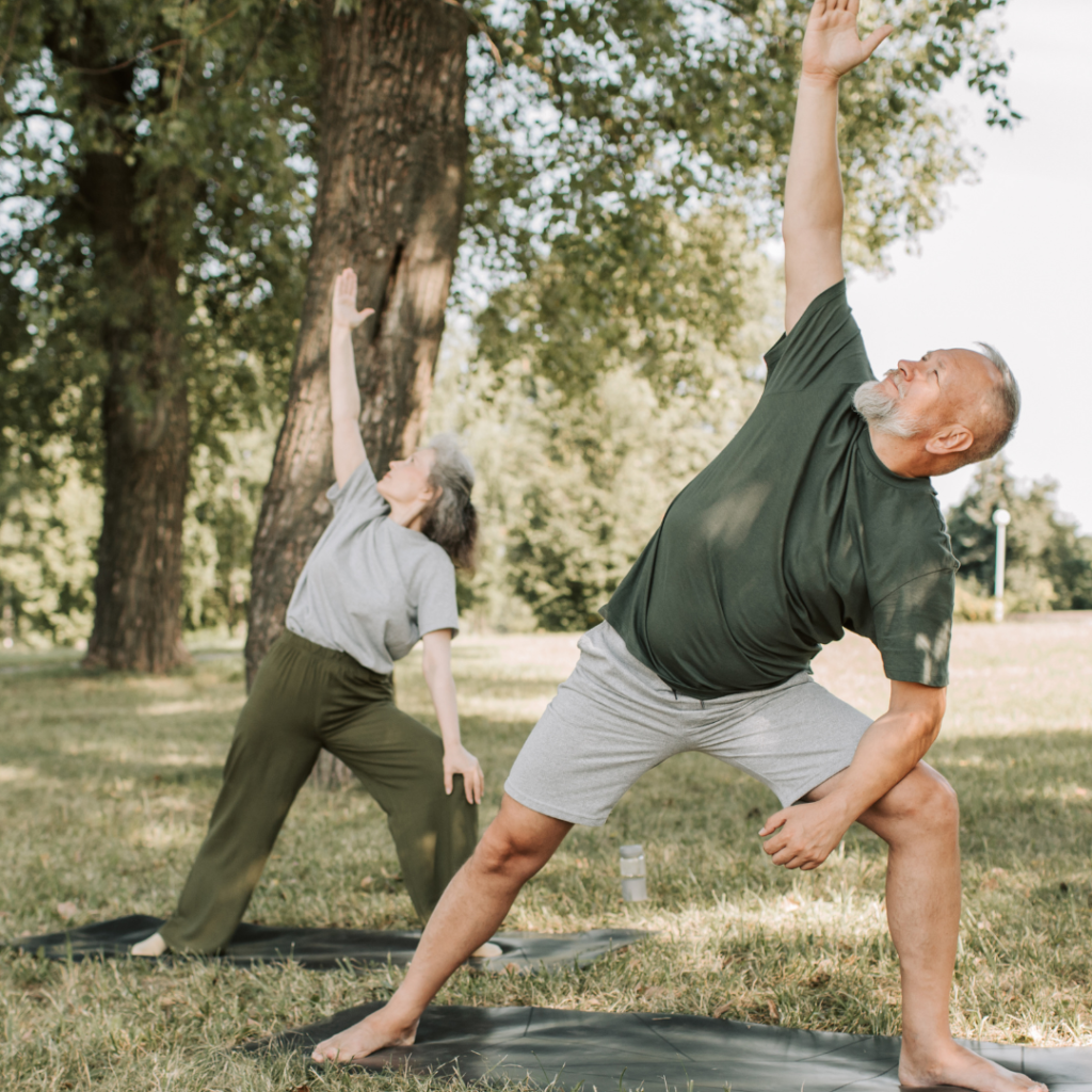 A Man and Woman Doing Exercise