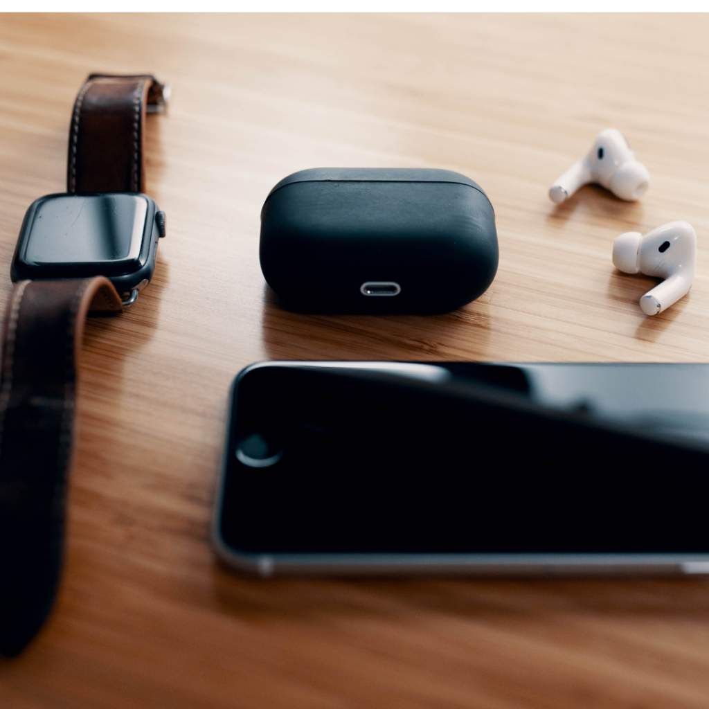 Assortment of devices lying on table