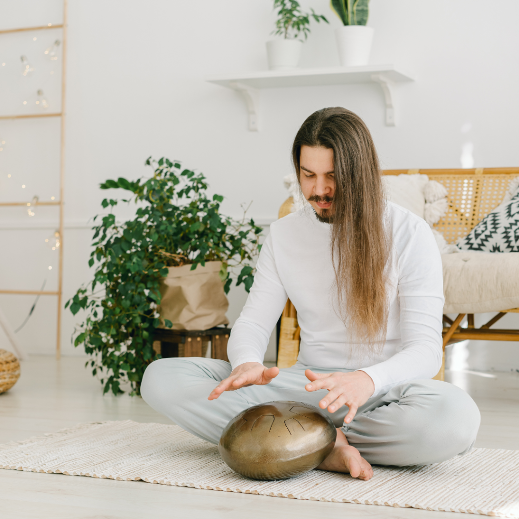 A Meditating Man Using Copper for Positive Energy⁠